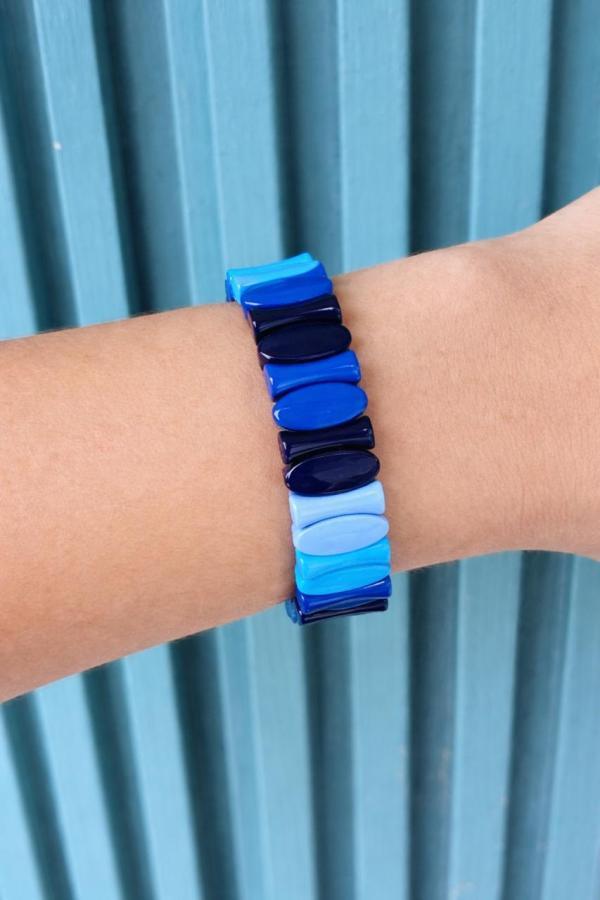 Pulseras elásticas azul y rosada