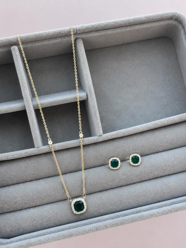 Juego Acero Cuadrado Verde Brillante