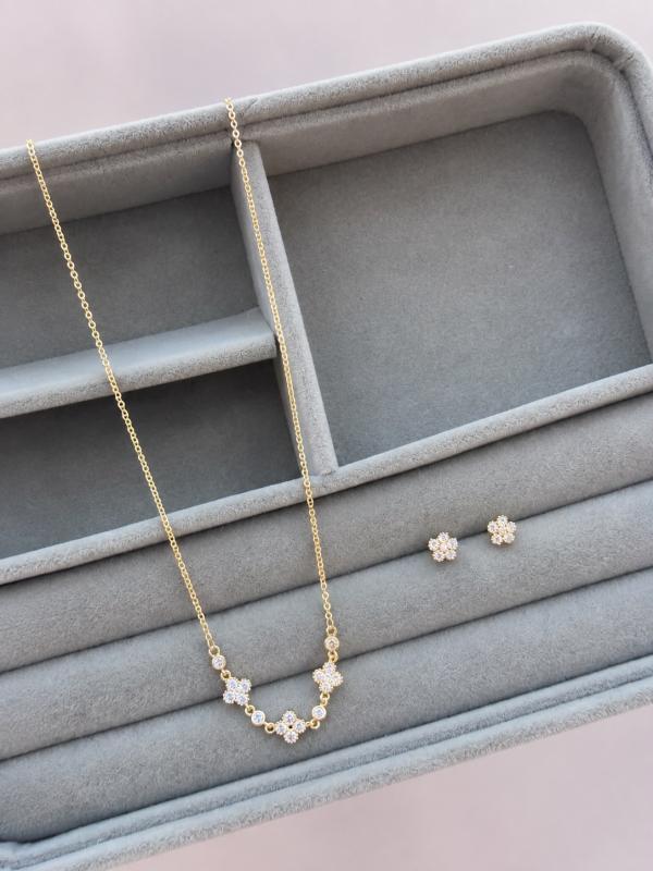 Juego Acero Van Cleef Dorado + Piedras peq