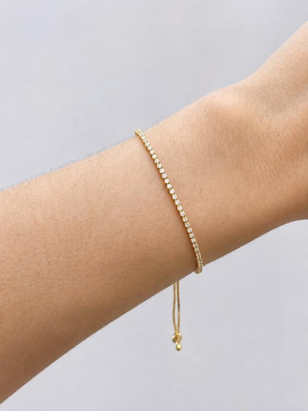 Pulsera Tenis Perla Blanca delgada