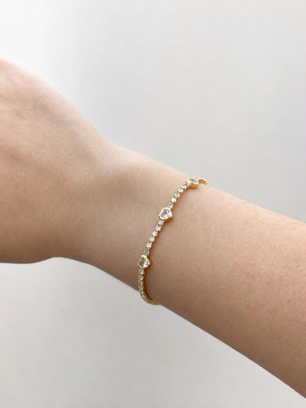 Pulsera Ajustable Corazones Zirconias