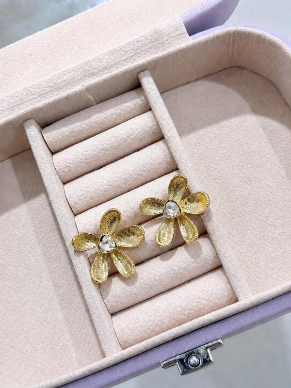 Aretes Flor Dorada 5 Pétalos