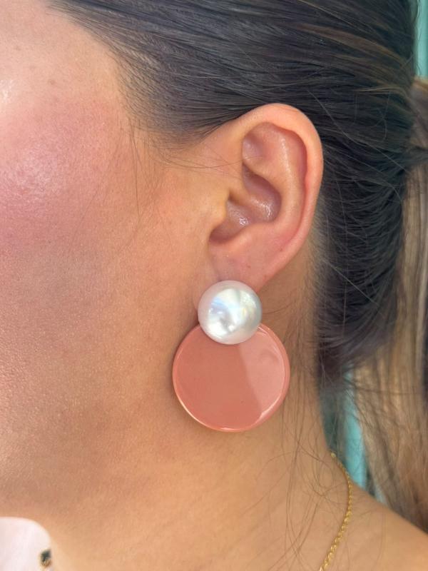 Aretes Perla + Circulo Rosa