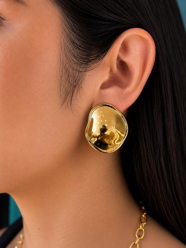 Aretes Chunky Dorado Irregular